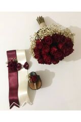 Gelin Buketi Gelin Eli Çiçeği Damat Yaka Çiçeği Ve Takılık Seti