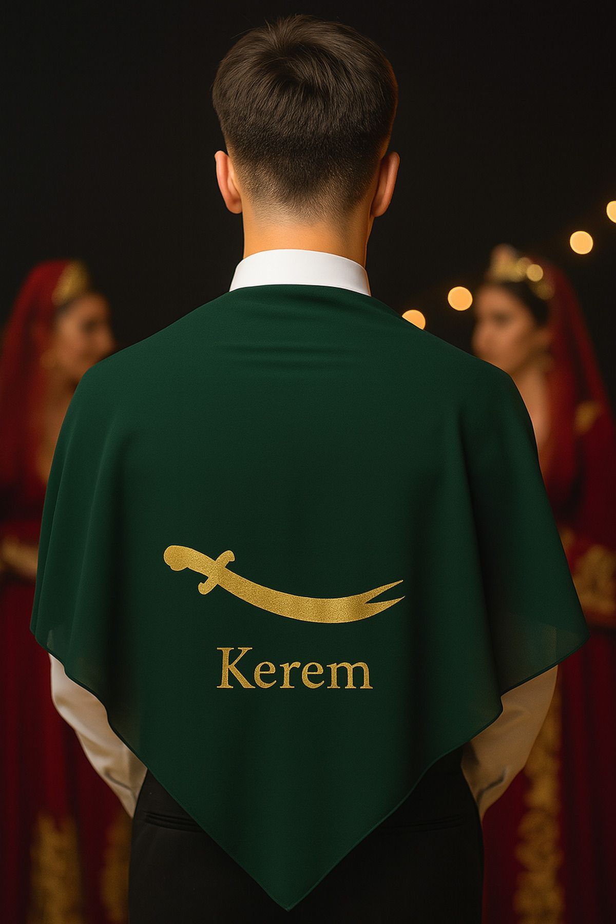 İsme özel nakışlı Damat Şalı Damat Duvağı, Kına Duvağı