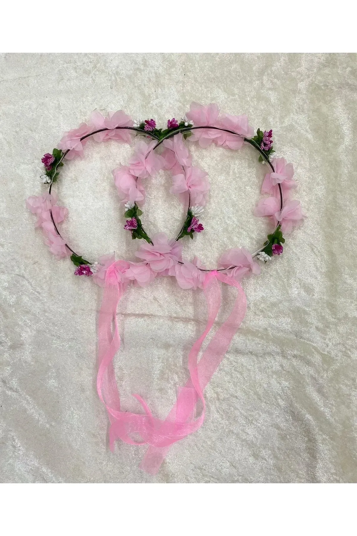 5li Yuvarlak Nedime Tacı Lazer Kesim Çiçekli Ve Yapay Cipsolu Kına Nedime Tacı