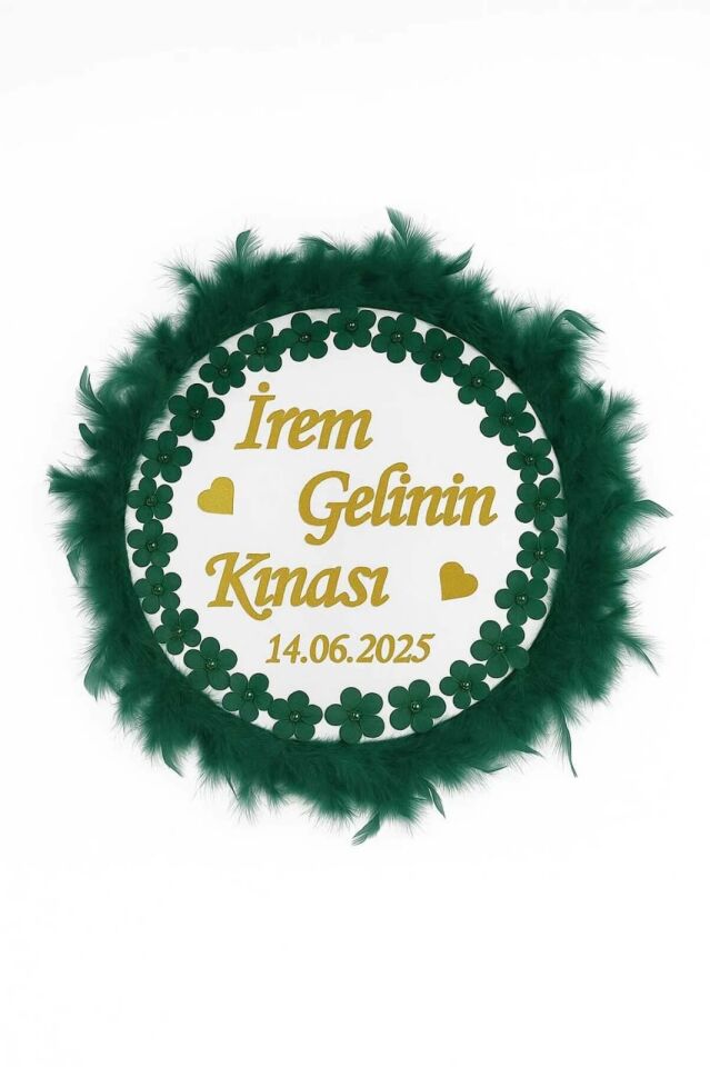 İsme ÖzelOtriş Süslü Pleksi Yazılı Aplikli Deri Tef Kına Gecesi Gelin Tefi 30cm Vurmalı Müzik Aleti Zümrüt Yeşi̇li̇