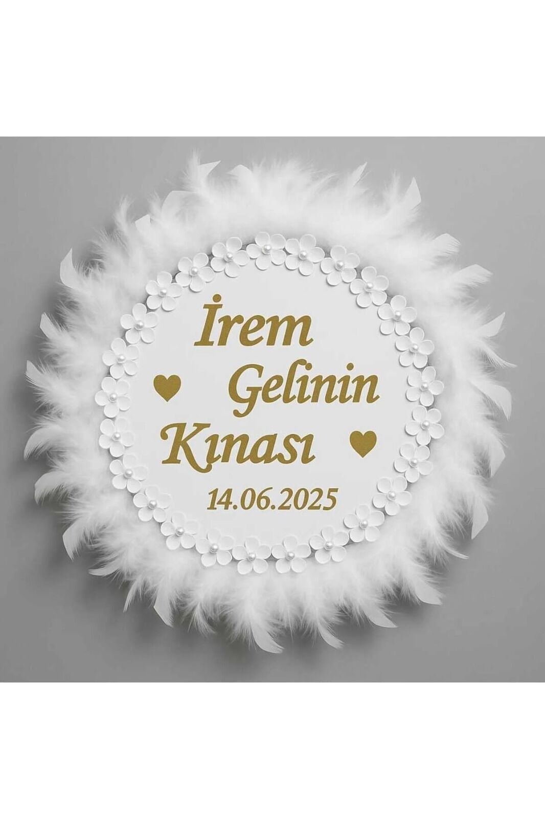 İsme ÖzelOtriş Süslü Pleksi Yazılı Aplikli Deri Tef Kına Gecesi Gelin Tefi 30cm Vurmalı Müzik Aleti Beyaz