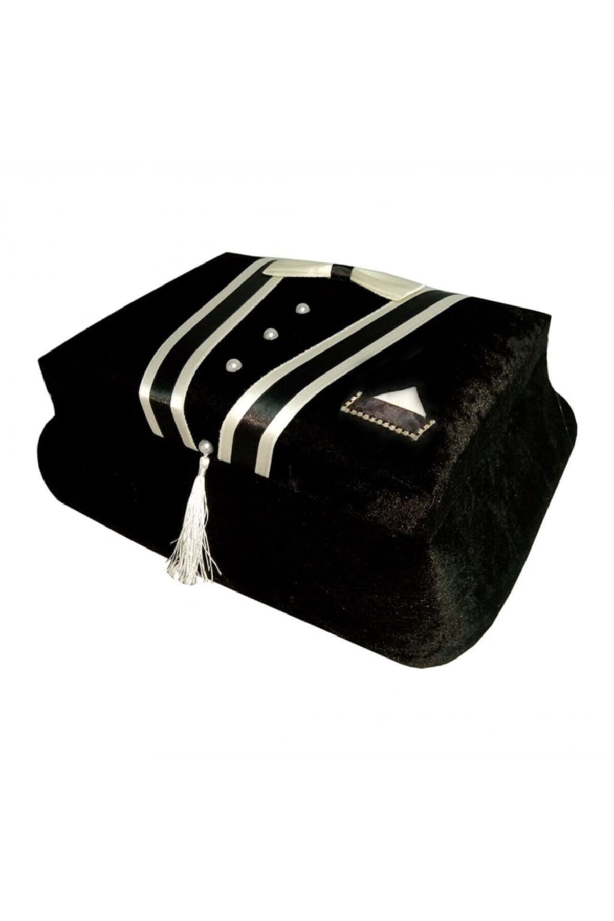 Damat Traş Makyaj Kutusu Nişan Çeyiz Sandığı Cepli Tekli Siyah