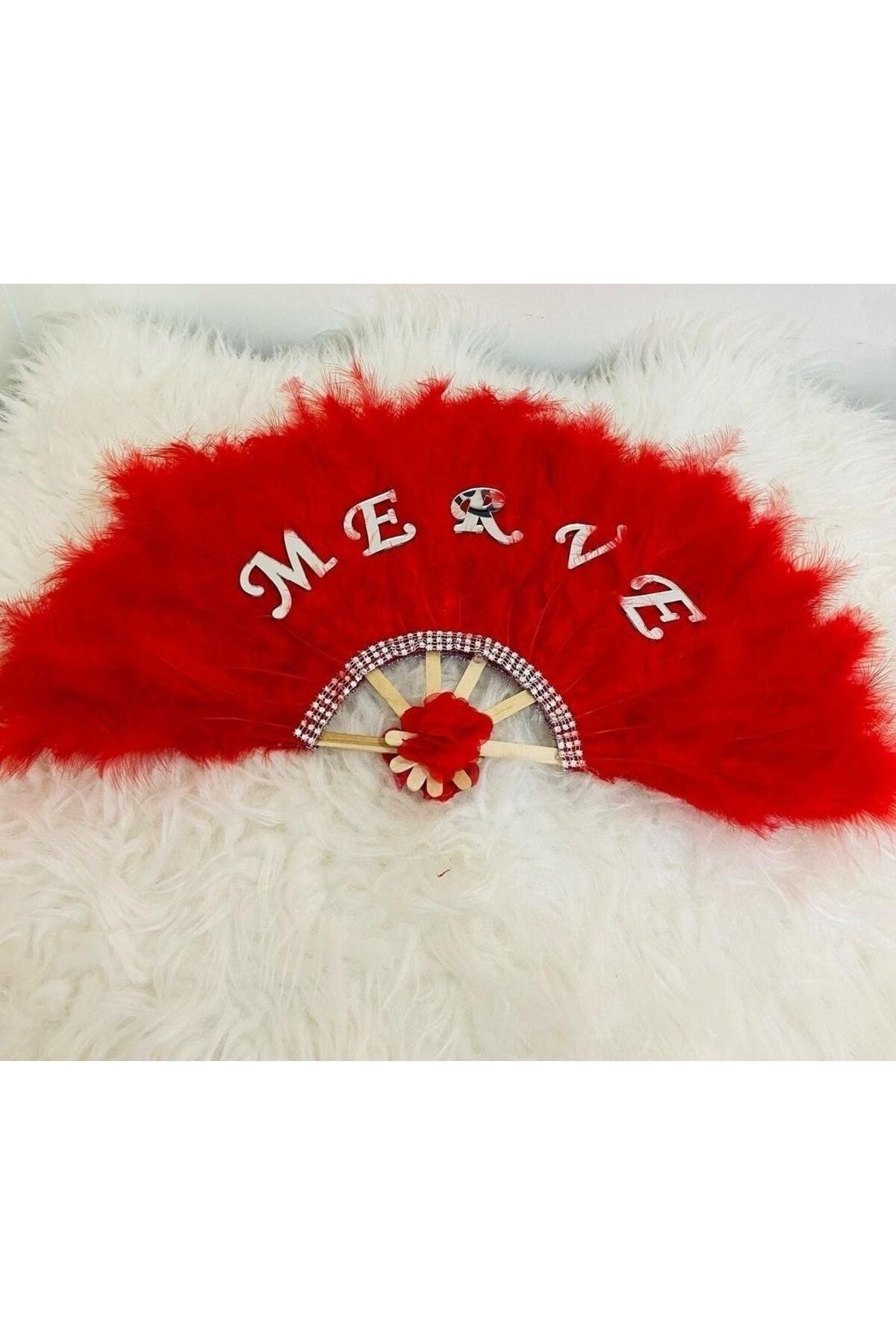 Isme Özel Büyük Boy Kına Yelpazesi Tüylü Yelpaze Kına Malzemesi