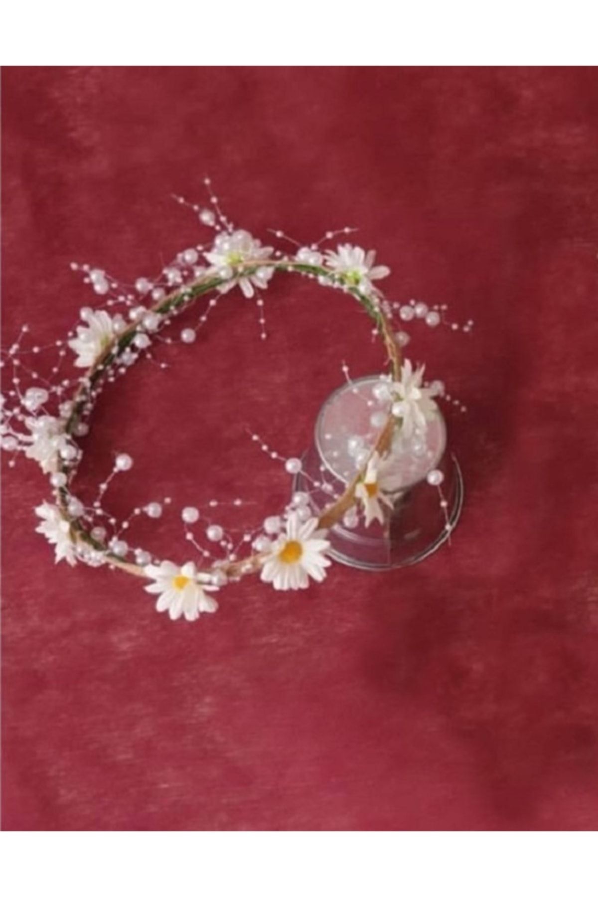 Papatya Gelin Tacı Kına Tacı Söz Nişan Düğün Aksesuarı Ekru
