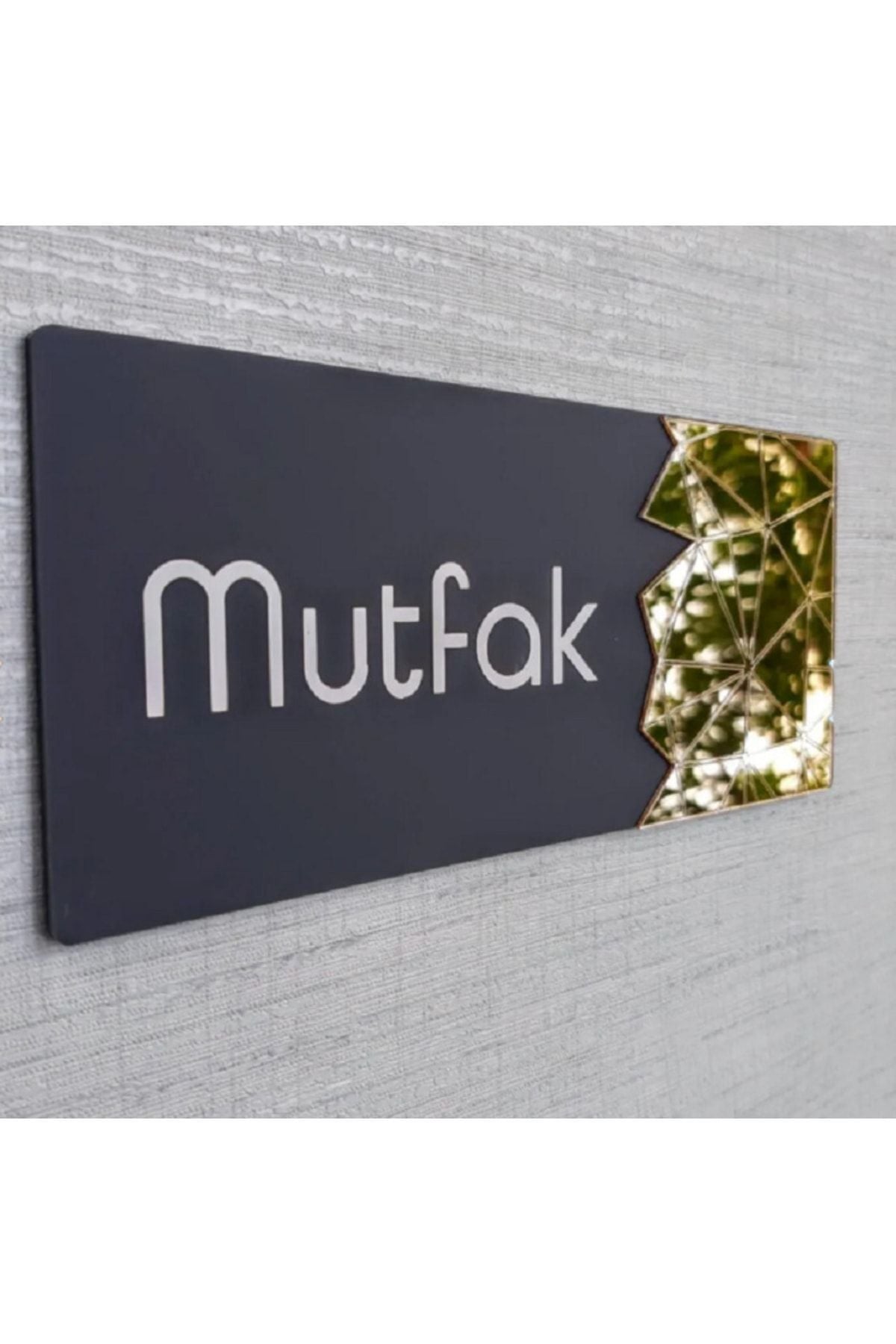Mutfak Yönlendirme Tabelası Duvar Süsü Duvar Dekoru Kapı Süsü Gümüş 10*20 Siyah Gold