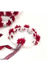 Lazer Kesim Gül Ve Kurdale Ile Süslenilmiş Plastik Tef Kına Defi Kına Malzemesi 10lu