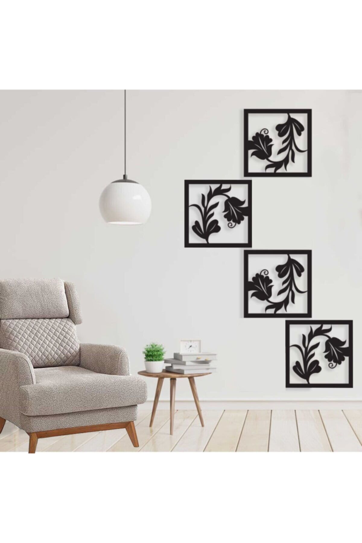 Çiçek Figürlü Dekoratif Süs Duvar Süsü Duvar Dekoru Ebat 30x30