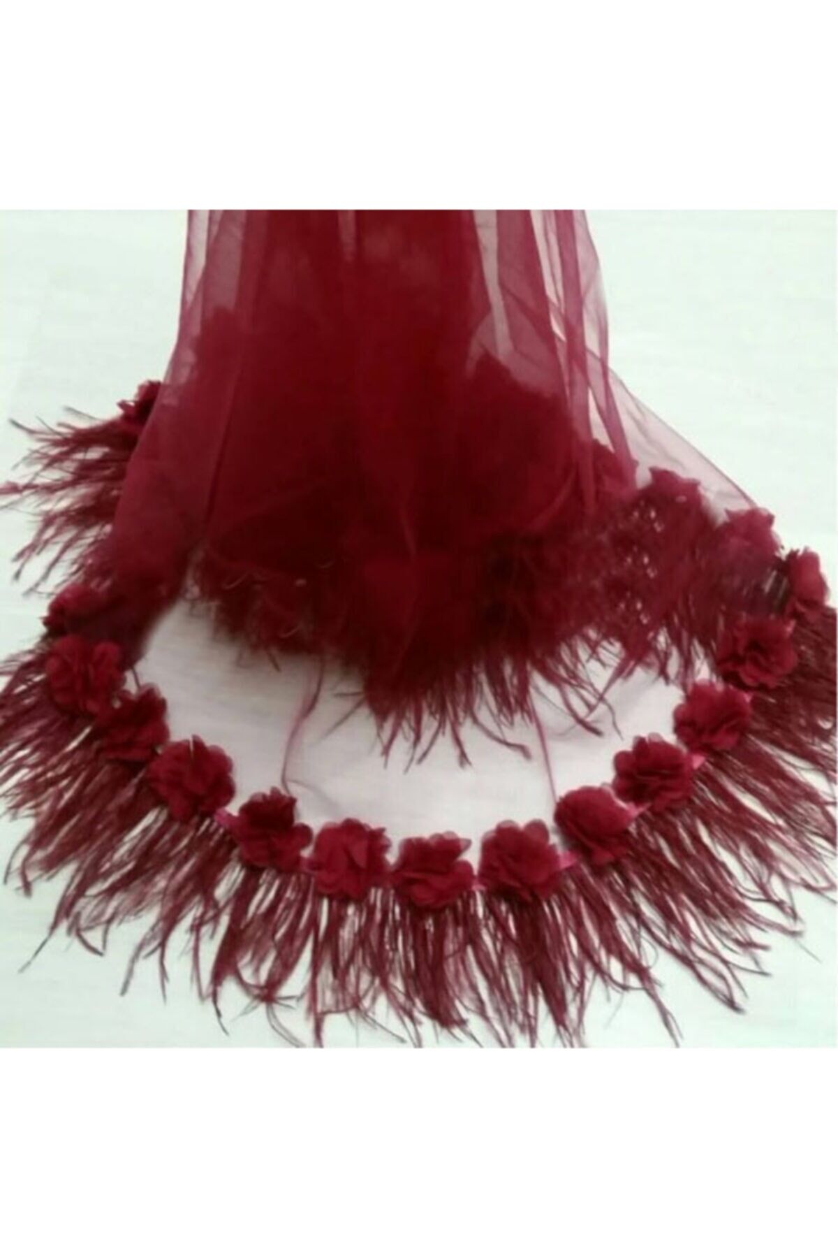 3 Boyutlu Saçaklı Lazer Güllü Gelin Duvağı Gelin Yüz Örtüsü