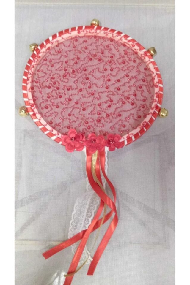 Tef Kına Gecesi Kına Malzemesi Lazer Güllü Kurdaleli Tef Nedime Tefi, Boncuklu Süslemeli Tef