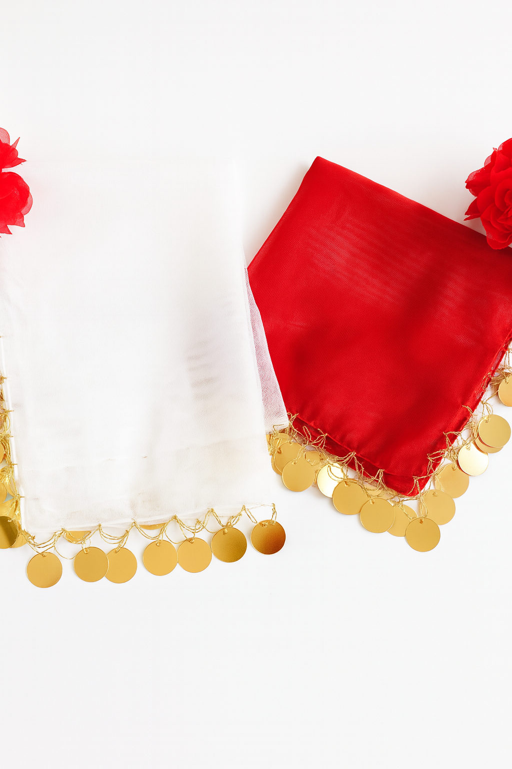 Kaliteli Şifon Tülden Paralı Model Halay Mendili 5 Adet Renkli