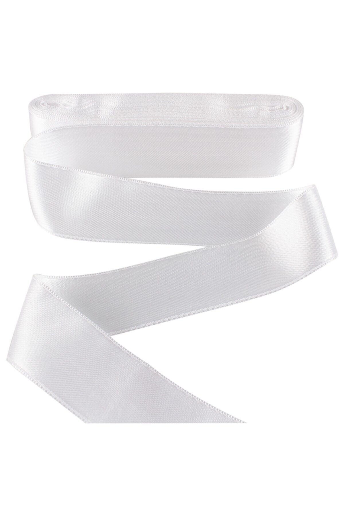 Saten Kurdela 3 Cm Kırmızı 10 Metre Beyaz
