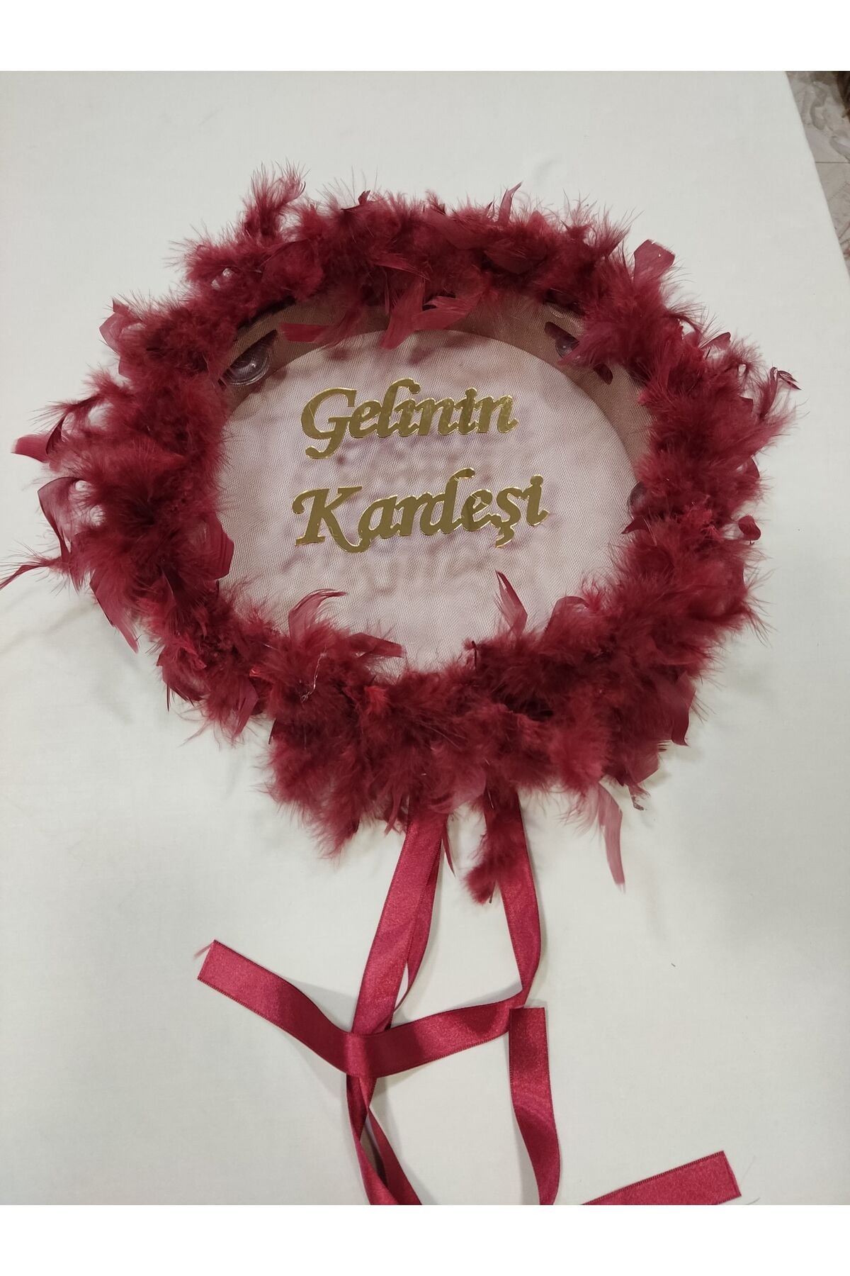 Gelinin Kardeşine Özel Otrişli Pleksi Yazılı Özel Kına Tefi Kına Malzemeleri Def Bordo