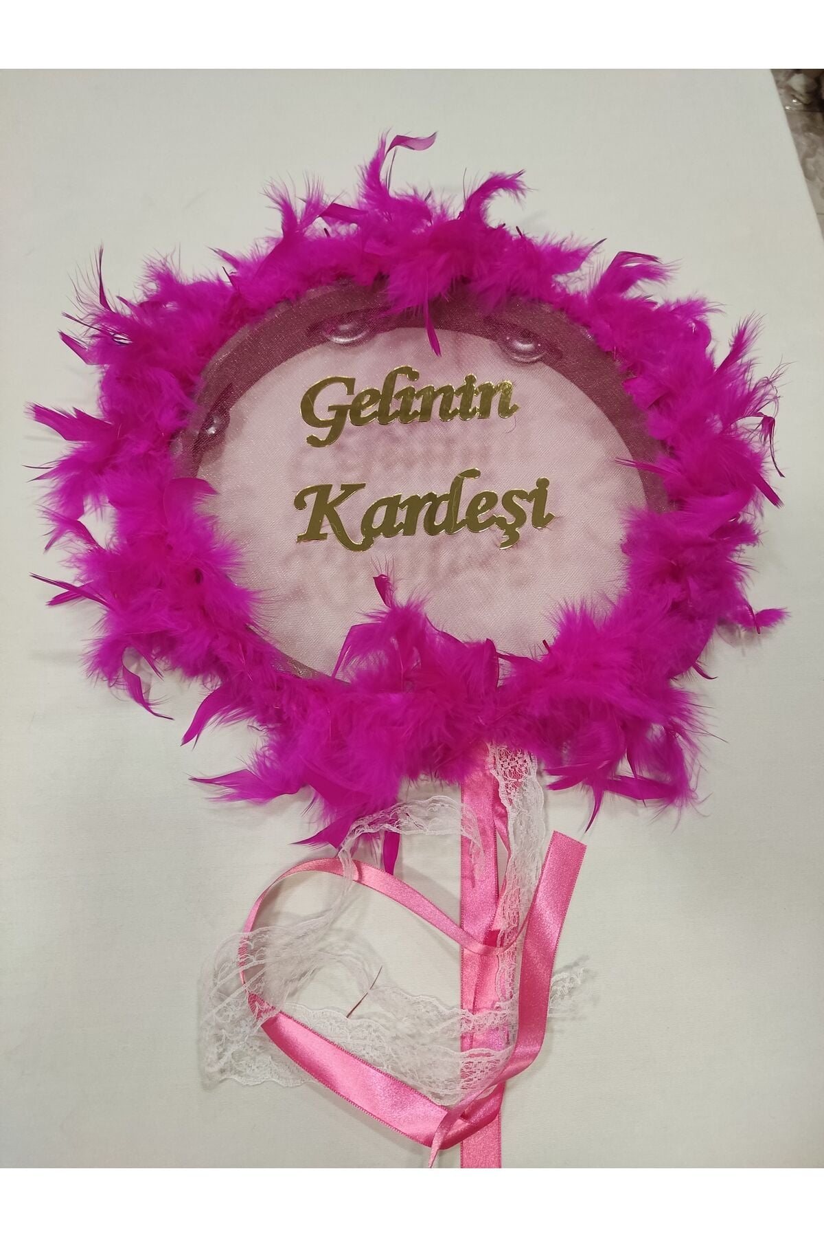 Gelinin Kardeşine Özel Otrişli Pleksi Yazılı Özel Kına Tefi Kına Malzemeleri Def Fuşya