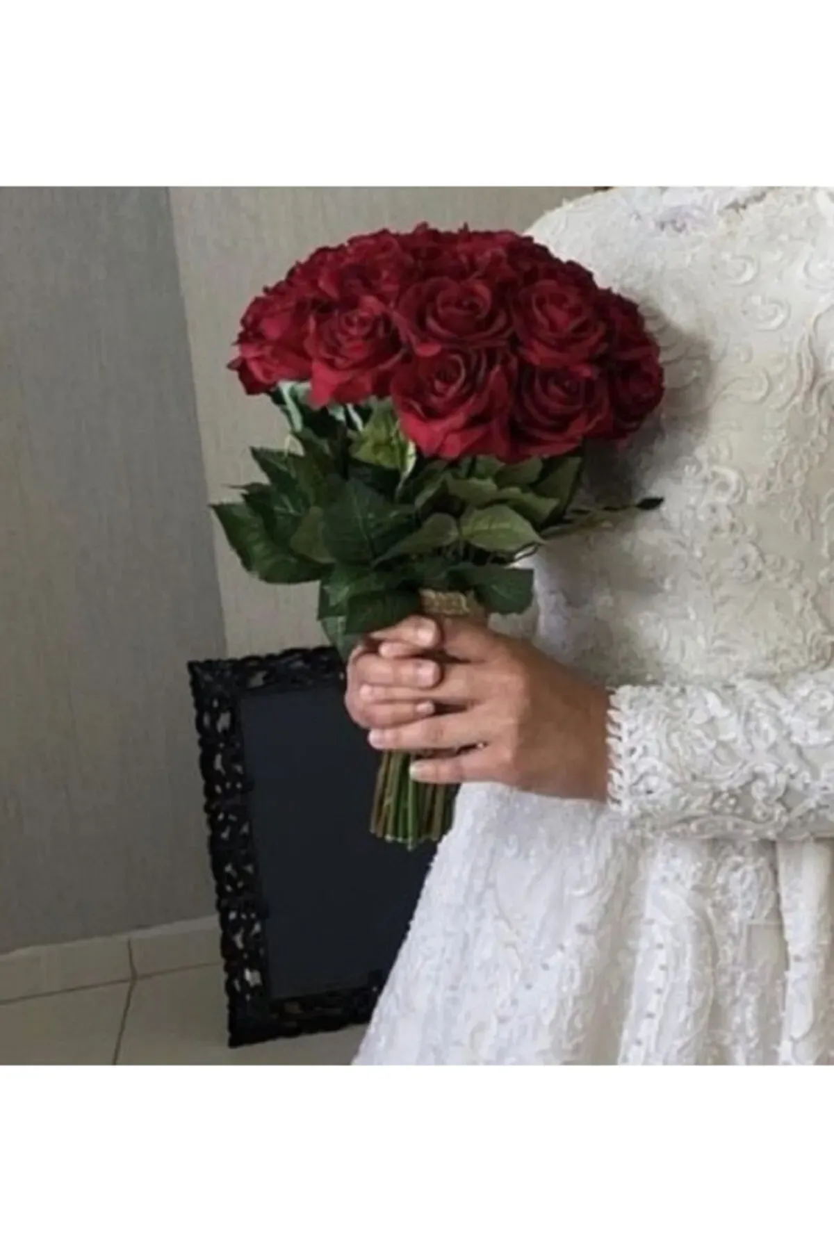 Gerçek Görünümlü Yapay Gül Buketi Gelin Buketi Gelin El Çiçeği Düğün Nikah Çiçeği