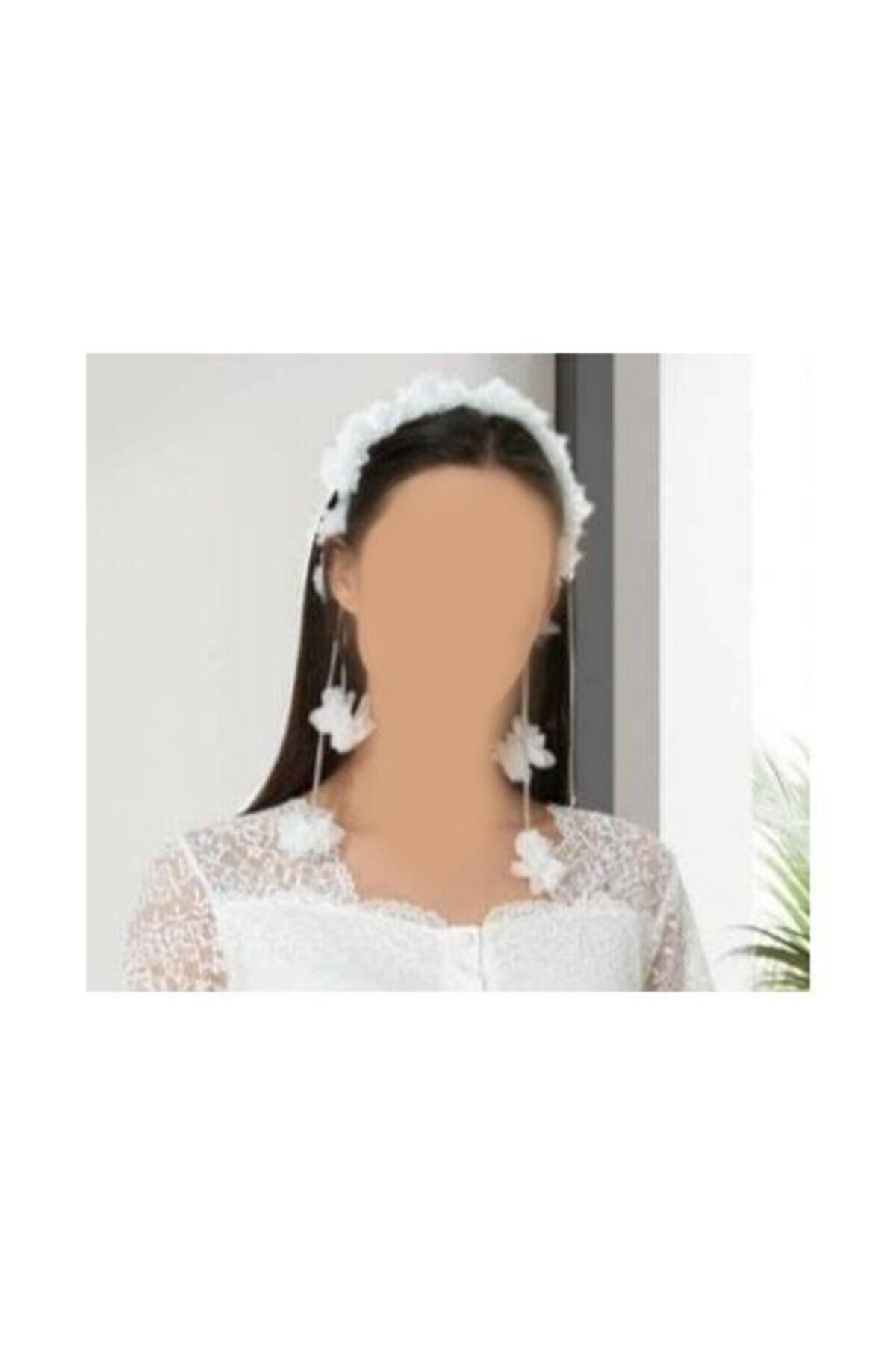 Sarkan Küpeli Lohusa Tacı Gelin Tacı Kına Tacı Ekru