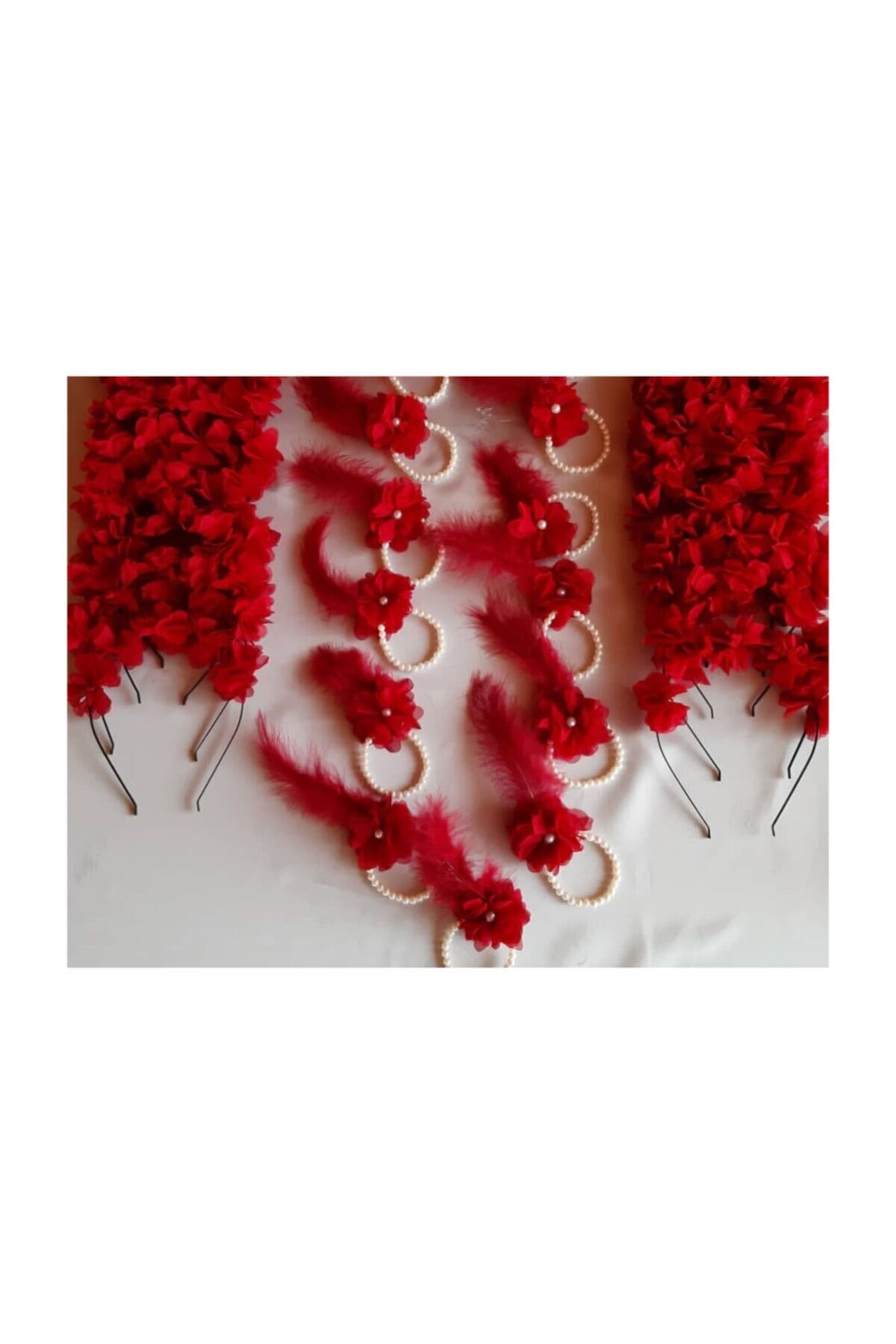 Kına Gecesi Nedime Bilekliği Ve Tacı Incili Güllü Ve Tüylü