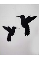 Siyah Kuş Figürü Ahşap Duvar Süsü 2'li