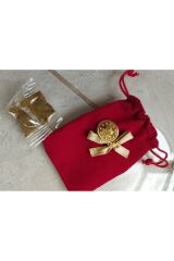 50'li Kırmızı Süet Ipli Çeyrek Payet Süslemeli Kese Hediyelik Kına İsme Özel