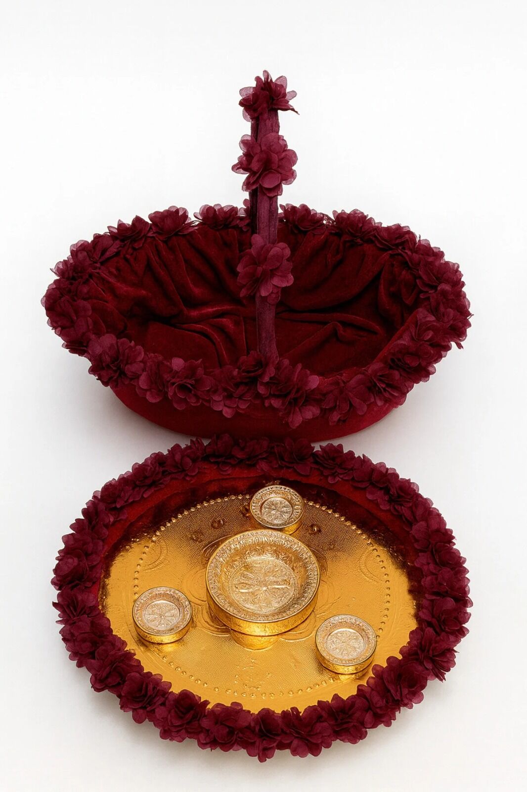 Gelin Kına Gecesi Tepsi Veya Sepeti Düğün Sünnet Nişan Lazer Güllü Kadife Sepet Tepsi Kına Malzemesi