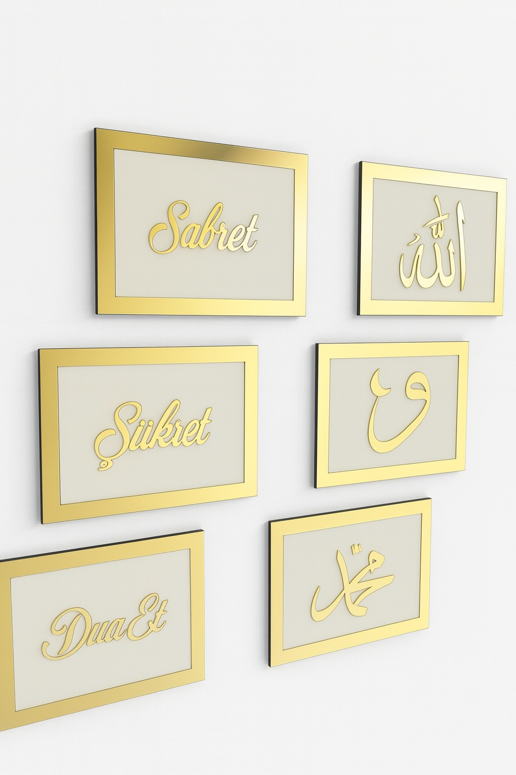 Gold Pleksi Duvar Süsü 6 Parça Set Gold
