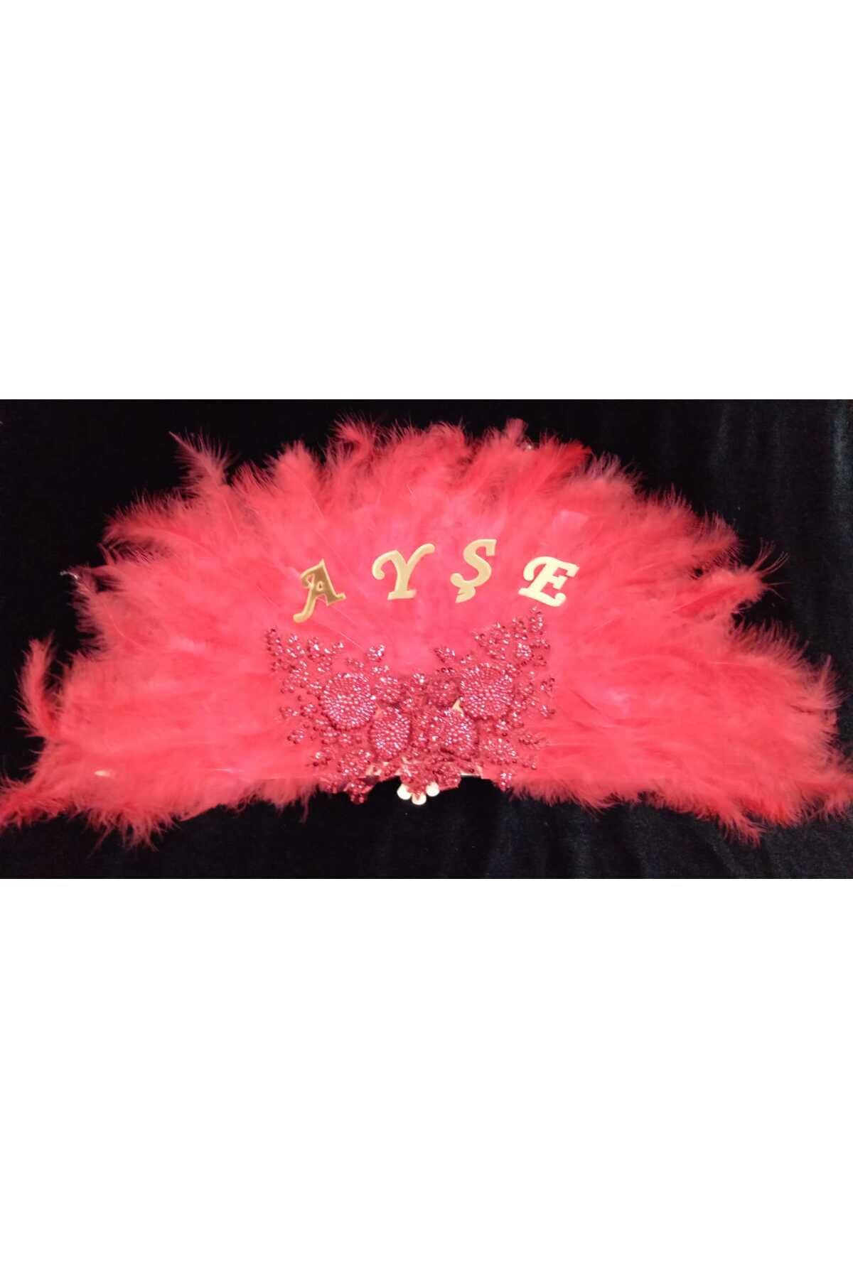 İsme Özel Büyük boy Kına Yelpazesi Tüylü Aplike Yelpaze Kına Malzemesi