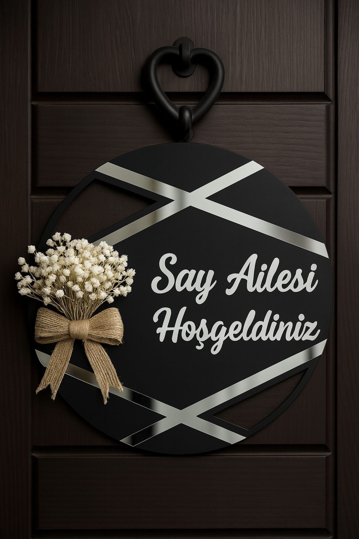 Kapı Süsü Kişiye Özel Isimli Dekoratif Gold Pleksi Dış Kapı Süsü Duvar Süsü Gümüş