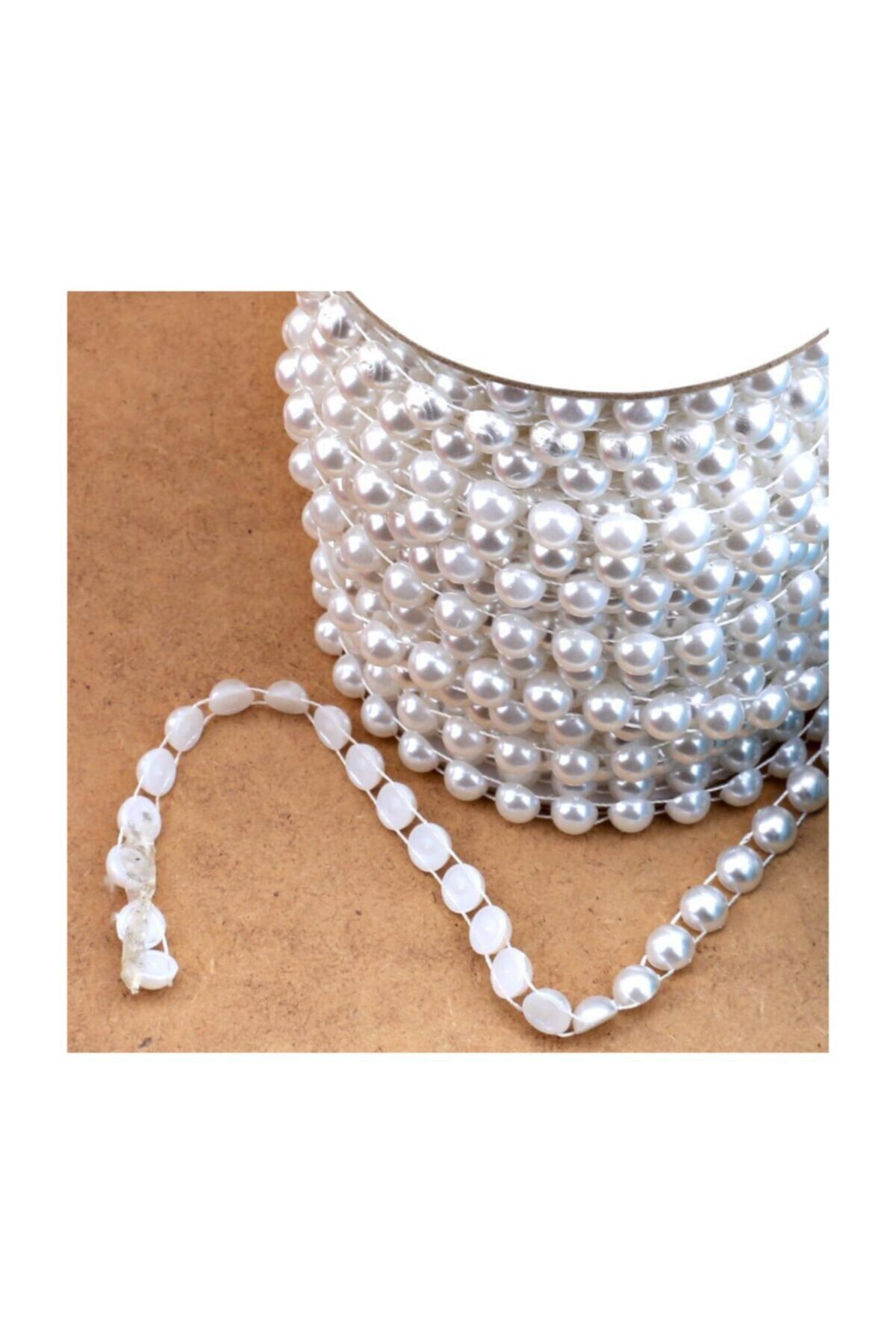 Yarım Inci Tek Sıra Makara Yarım Inci Süsleme Malzemesi 25 Metre