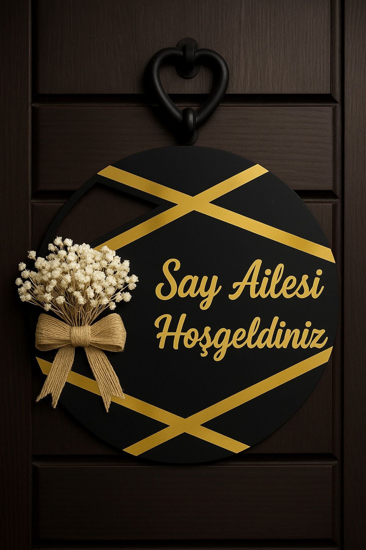 Kapı Süsü Kişiye Özel Isimli Dekoratif Gold Pleksi Dış Kapı Süsü Duvar Süsü Gold