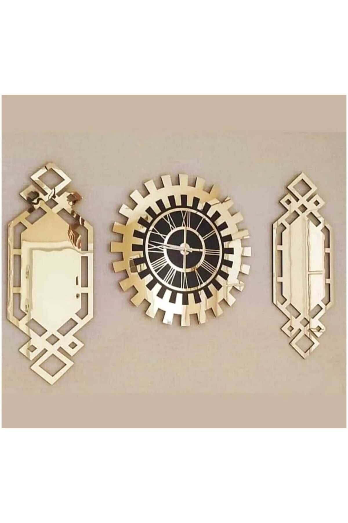 Gold Aynalı Pleksi Roma Rakamlı Saat, Duvar Saati, Ev Hediyelik Duvar Saati