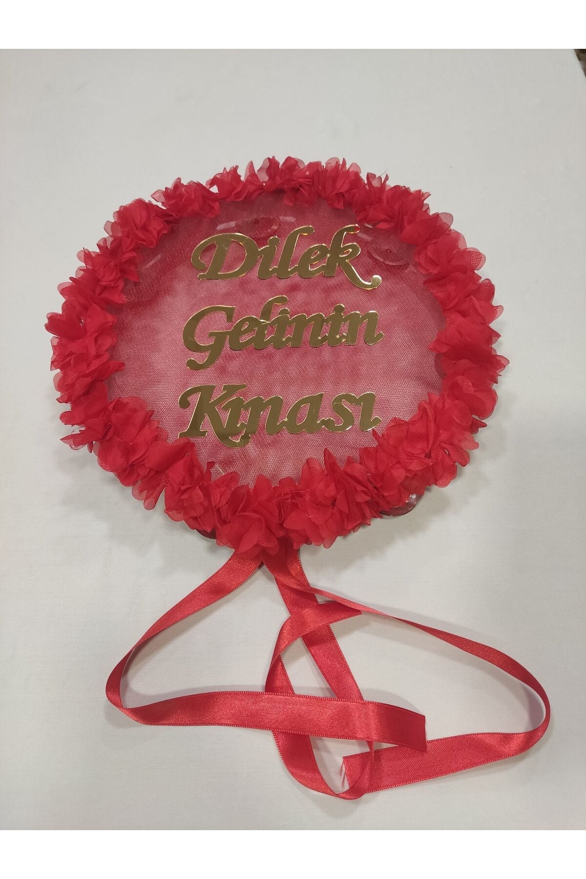 İsme Özel Lazer Güllü Pleksi Süslü Deri Tef Kına Gecesi Gelin Tefi 30 cm Vurmalı Çalgı Müzik Aleti Kırmızı