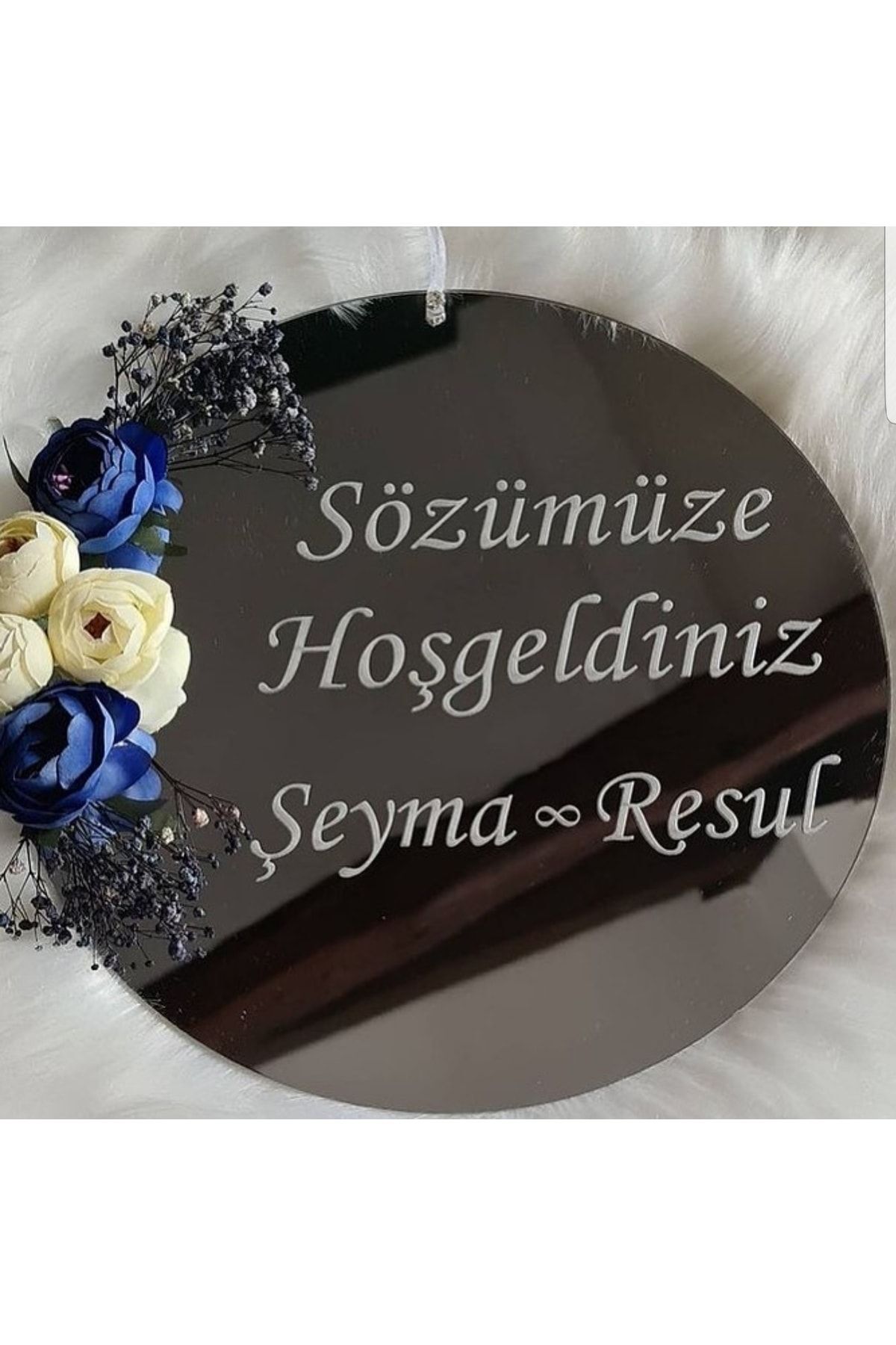 Gümüş Aynalı Pleksi Sözümüze Hoşgeldiniz Kapı Süsü