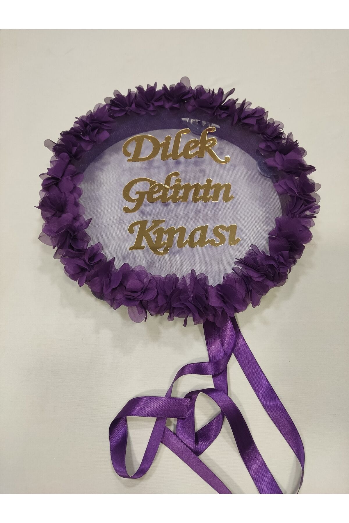 İsme Özel Lazer Güllü Pleksi Süslü Deri Tef Kına Gecesi Gelin Tefi 30 cm Vurmalı Çalgı Müzik Aleti Mor