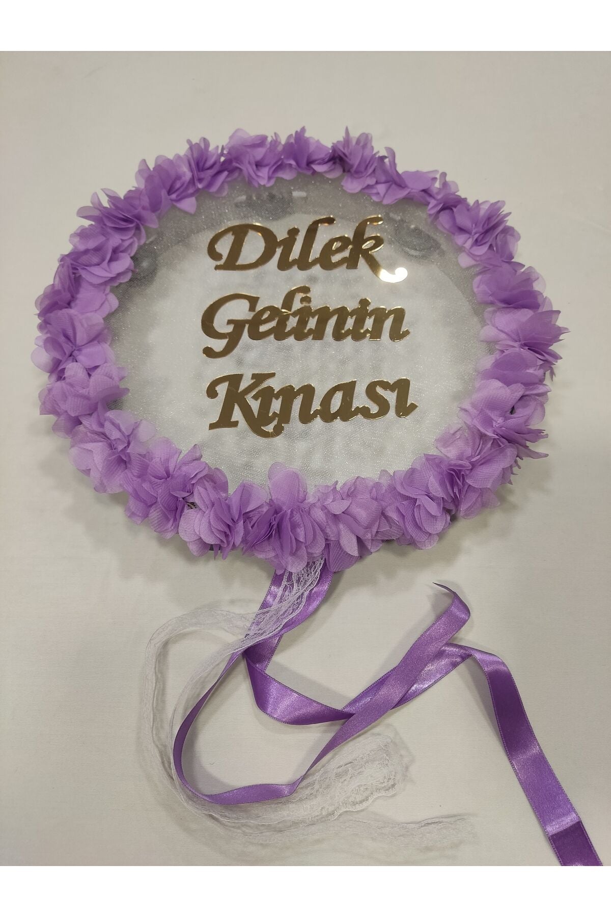 İsme Özel Lazer Güllü Pleksi Süslü Deri Tef Kına Gecesi Gelin Tefi 30 cm Vurmalı Çalgı Müzik Aleti Lila