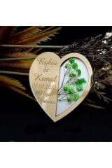 Söz Nişan Nikah Hatırası Süslü Kalpli Pleksili Ahşap Magnet 15 Adet