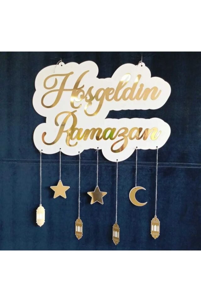 Hoşgeldin Ramazan ve Ramazan Kandil Süsleri Ramazan Duvar Dekoru 20*35 ölçüde