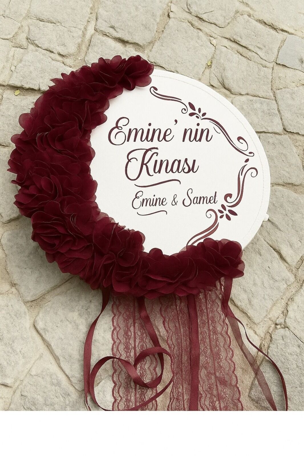 İsme Özel Deri Tef Kına Tefi Lazer Gül Süslenmiş Gelin Tefi 30 Cm Vurmalı Çalgı Müzik Aleti Def