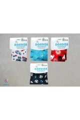 4'lü Paket Dondeza %100 Pamuk Desenli Boxer 5-6 Yaş
