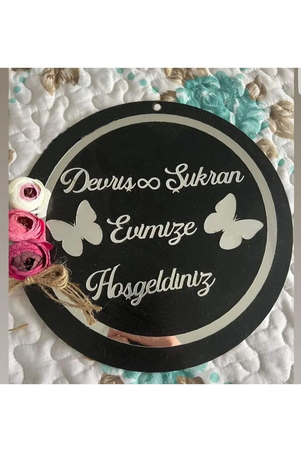 Ahşap Ve Pleksili Kapı Süsü Duvar Süsü, Duvar Dekoru Gümüş 28 Cm