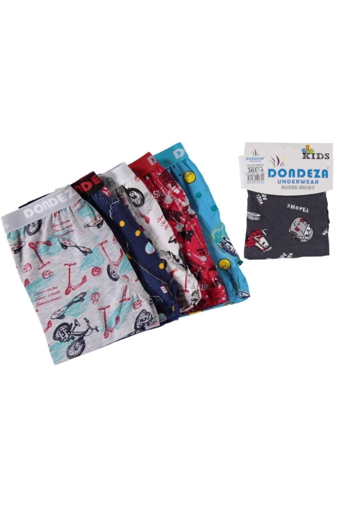 Dondeza %100 Pamuk Desenli Boxer 4lü Renkli Renkli - 9-10 Yaş