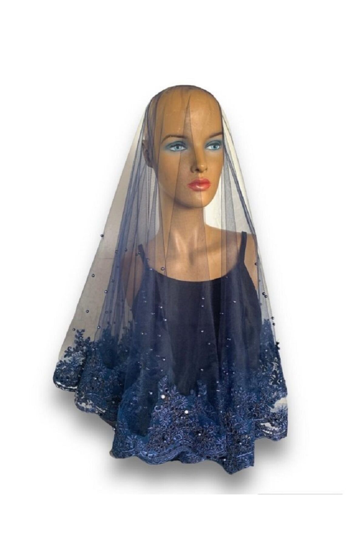 Narin İşlemeli İncili Duvak Omuz Örtüsü, Kına Duvağı 4lü Set