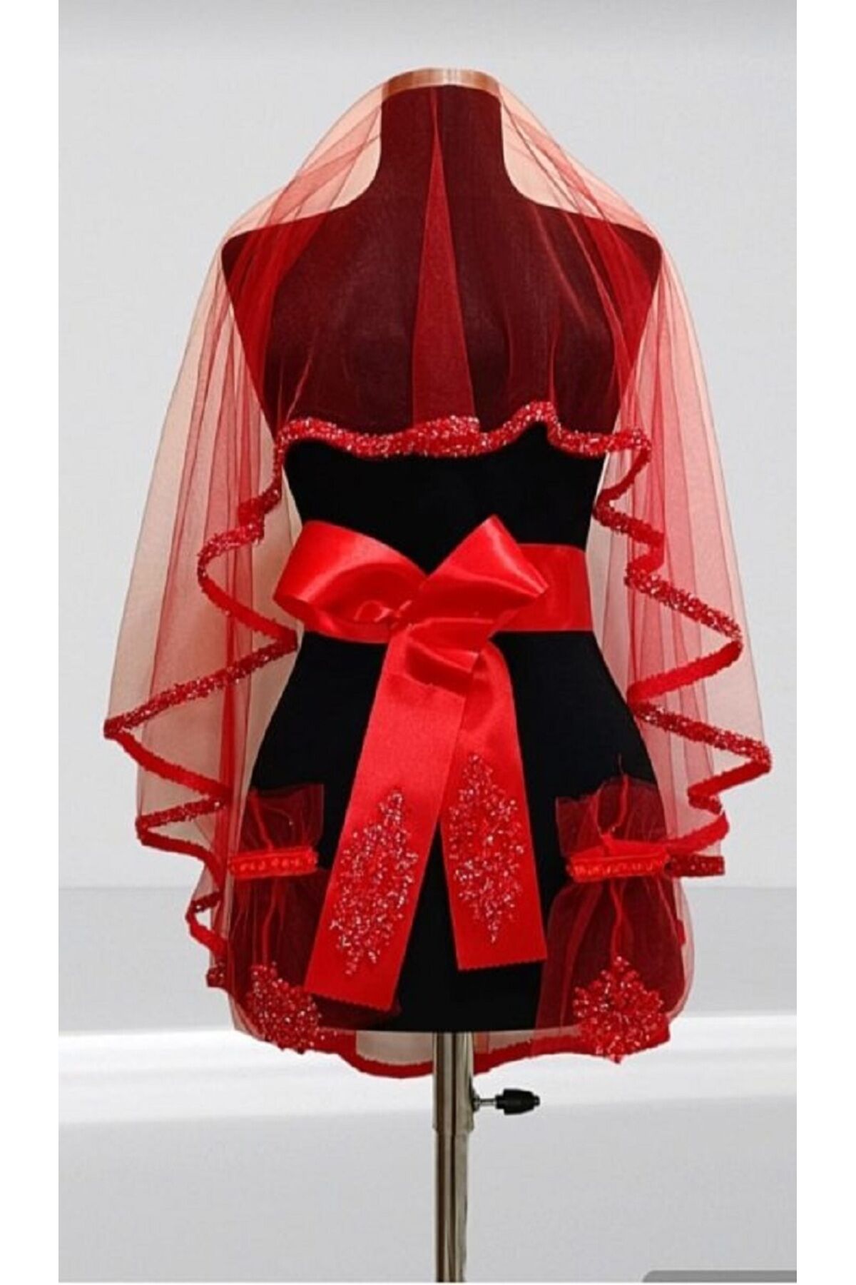 İnci İşlemeli Model Duvak Omuz Örtüsü, Kına Duvağı 4lü Set Gelin Duvağı Zarif Duvak