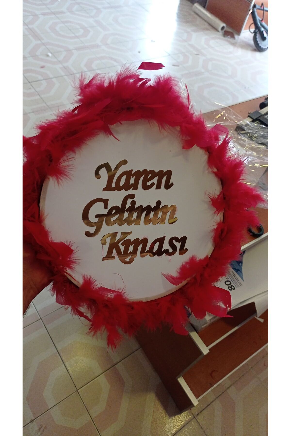 Otrişli Deri Tef Gelin Tefi İsme Özel Süslü Plexili Tef