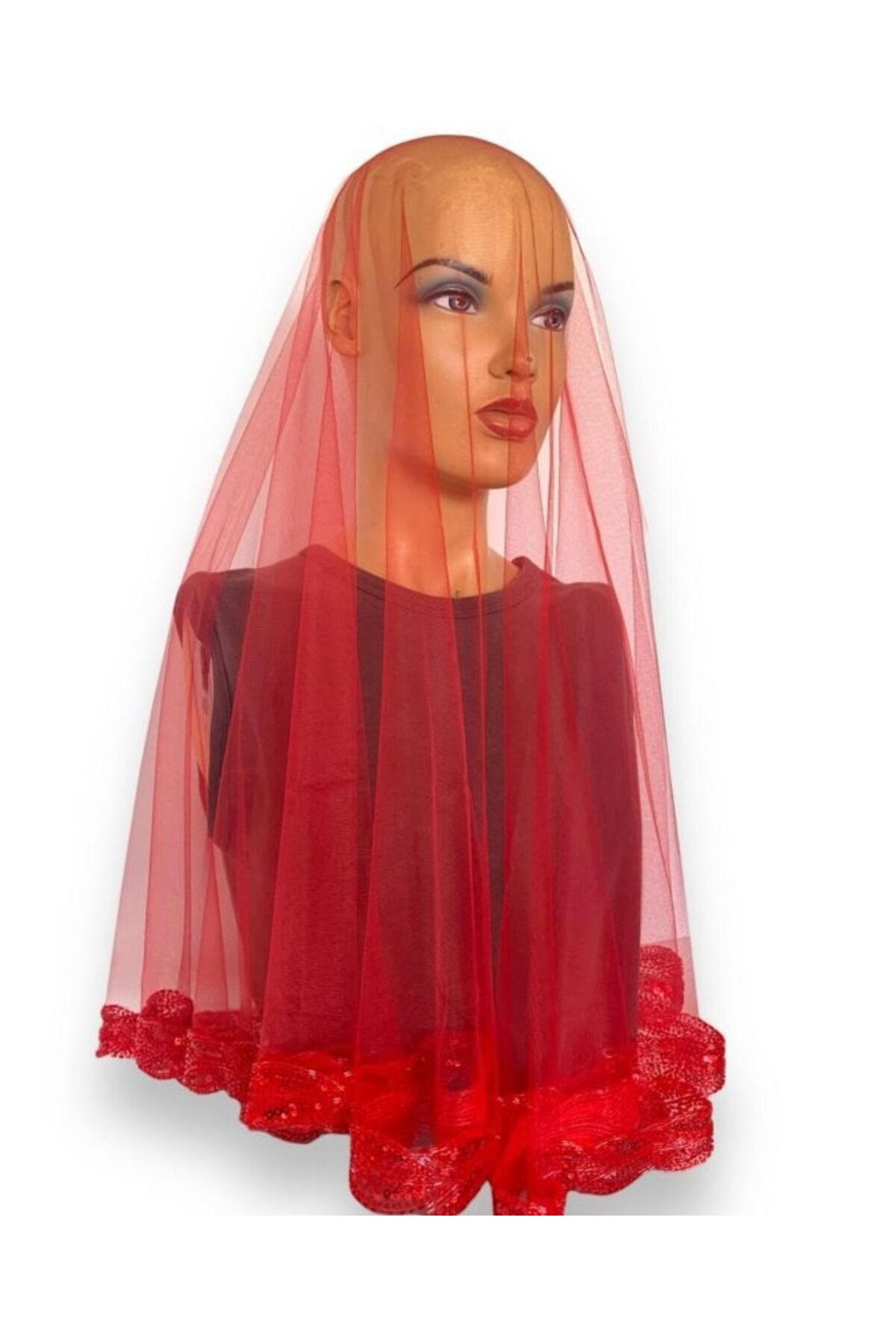 Gelin Duvak Seti, Balık Kuyruğu Model Pul Baskılı Kına Duvağı Seti Gelin Duvağı