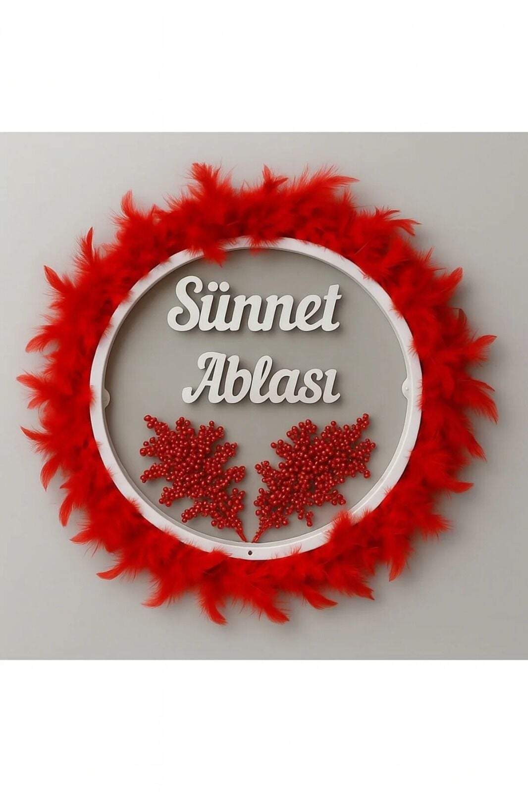 Tüylerle Süslenmiş Sünnet Tefi Vurmalı Çalgı Def Müzik Aleti Sünnet Ablası Tefi Sünnet Kınası Tefi Kırmızı