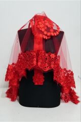 Son Trend Sultan Model Incili Gelin Duvak Kuşak Eldiven Seti, Kına Malzemesi