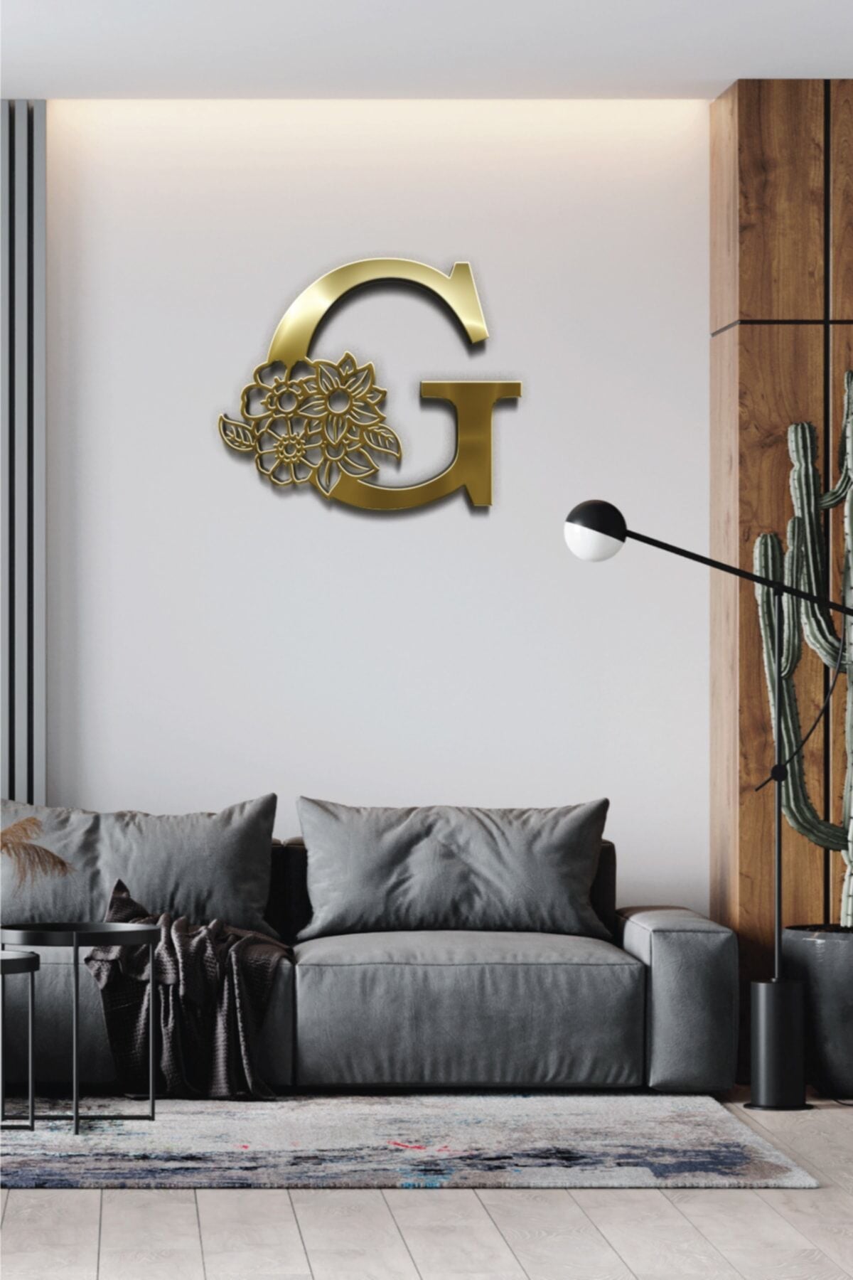 Pleksi Glass Harf Dekoratif Tablo Gold-G