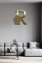 Pleksi Glass Harf Dekoratif Tablo Gold-R