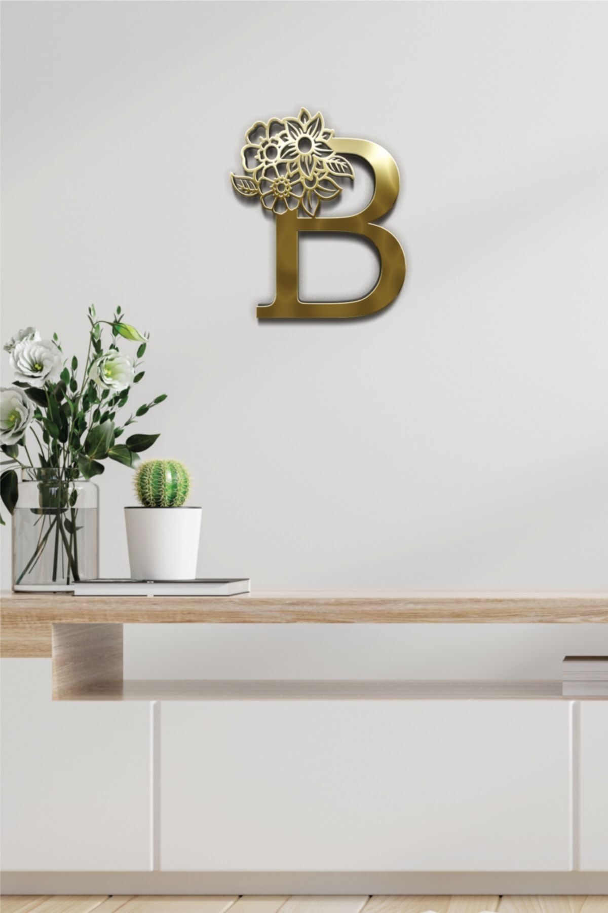 Pleksi Glass Harf Dekoratif Tablo Gold-B