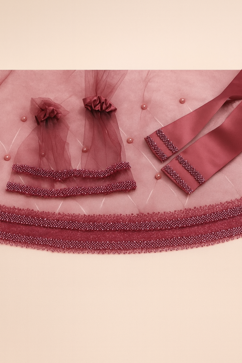 Gelin Duvağı Lüks Çift Sıra Cam Boncuk işlemeli Duvak Seti Duvak Takım Lüx Duvak Kına Malzemeleri