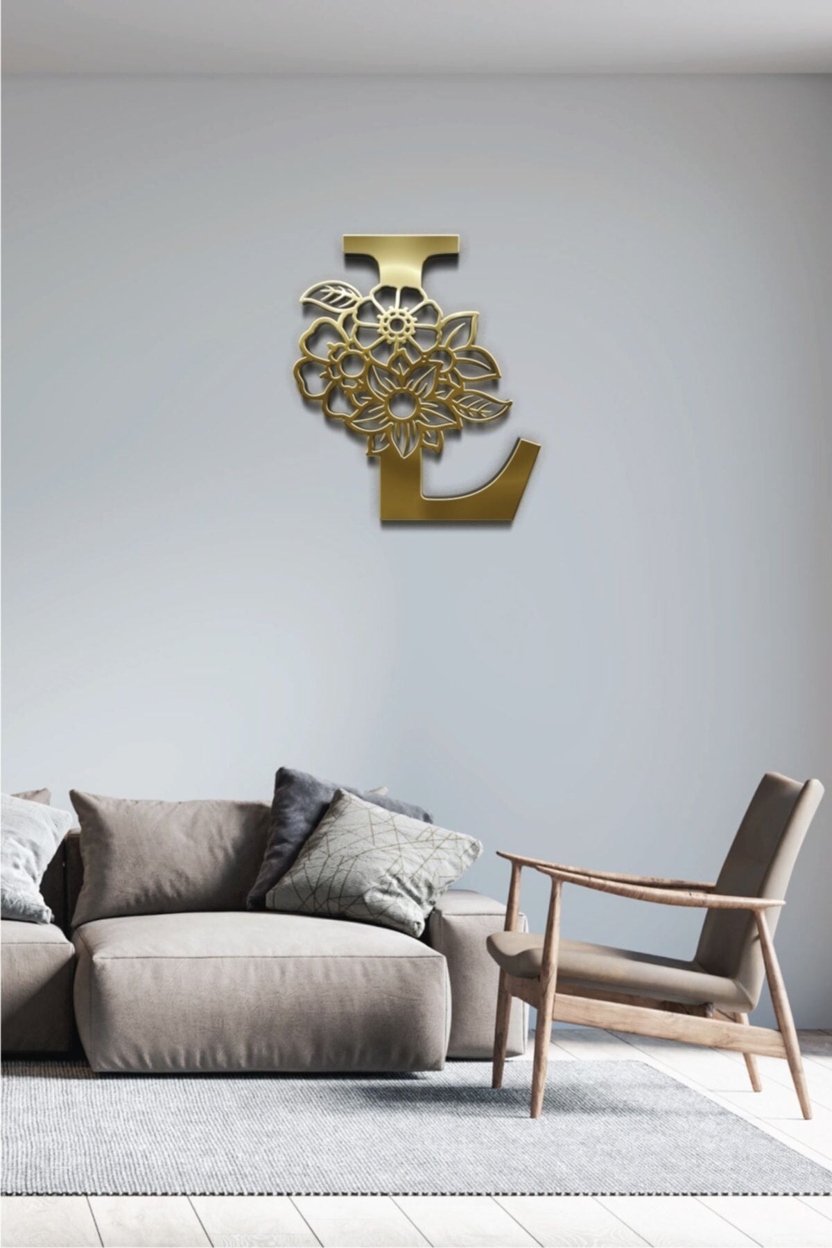 Pleksi Glass Harf Dekoratif Tablo Gold-L